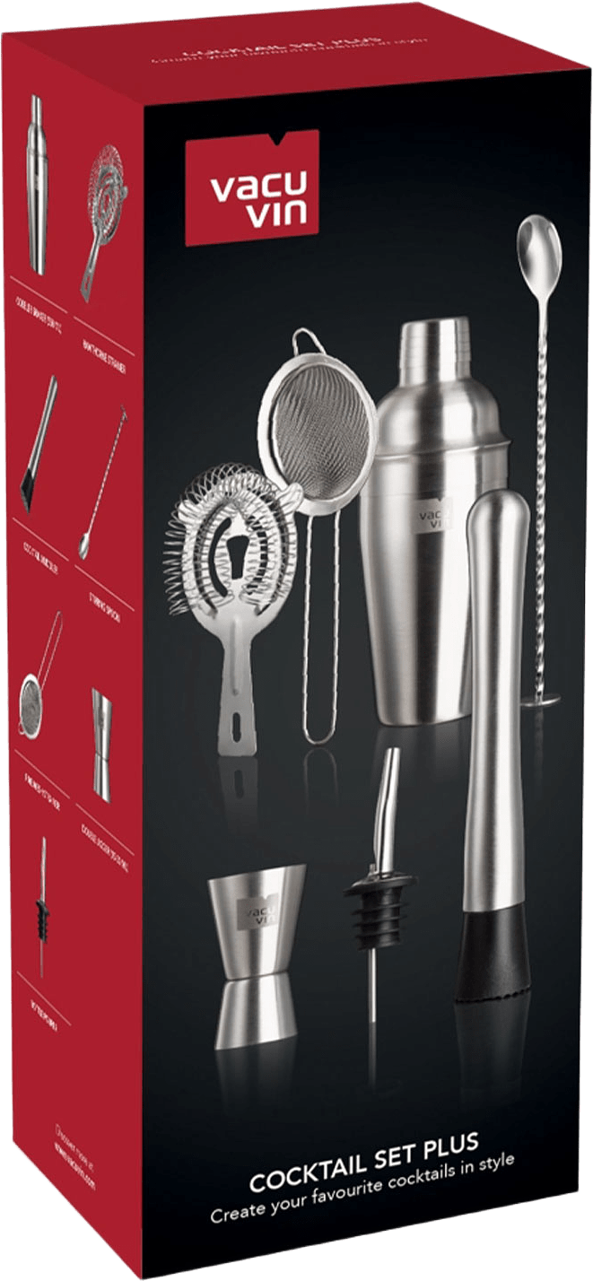 Cocktail Set Plus, från Vacu Vin, i färgen Silver/Black.