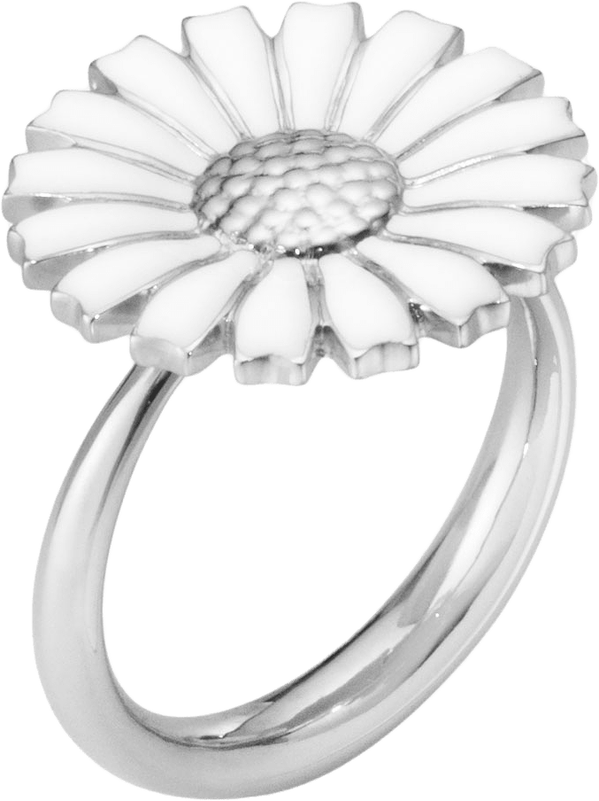 DAISY RING RH SILVER, VIT EMALJ STL 52, från Georg Jensen, i färgen White.