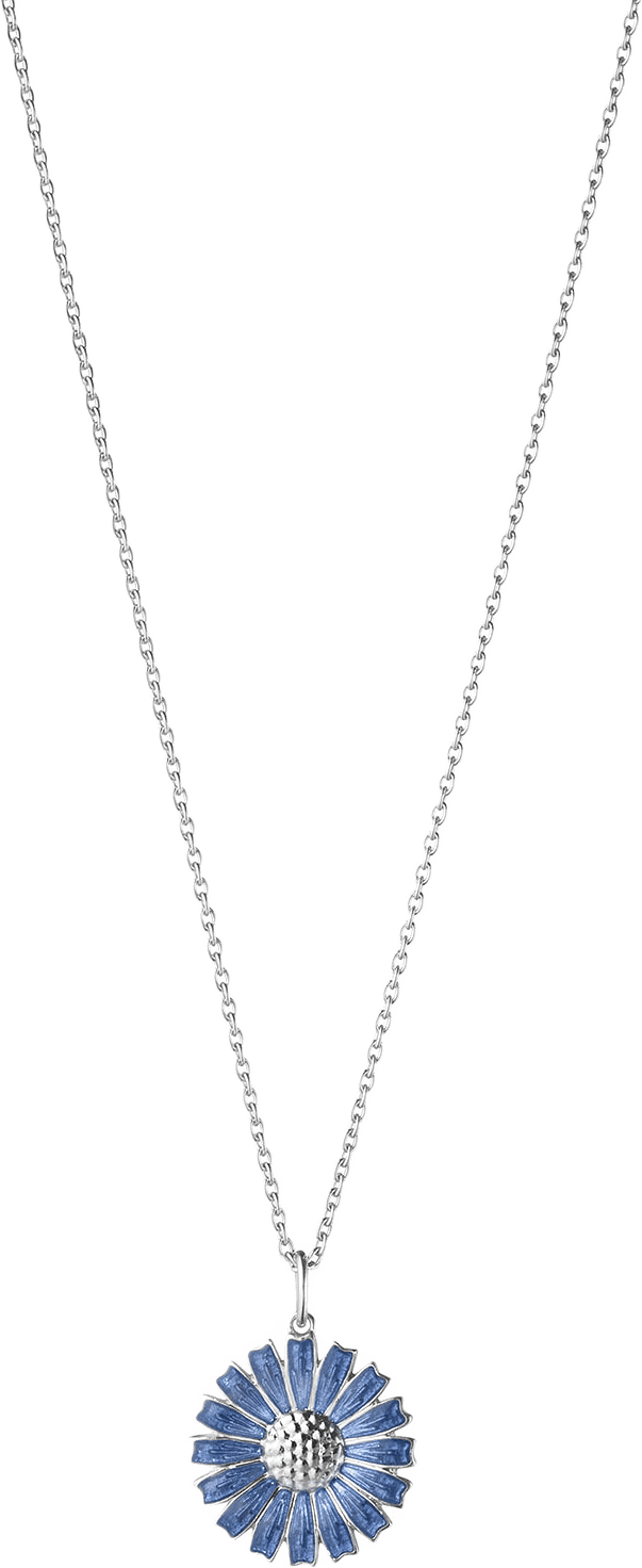 DAISY PENDANT RH SILVER  MED BLÅ EMALJ 18MM ÄRTKEDJA 45CM - KAN KORTAS TILL 42CM, från Georg Jensen, i färgen Blue.