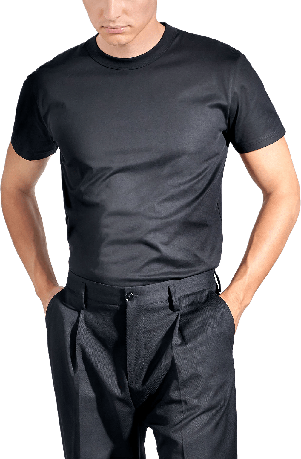 Crew-Neck Pima, från Bread & Boxers, i färgen Black.