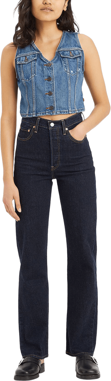 Ribcage Full Length Jeans, från Levi's, i färgen Dark Indigo - Flat Finish.