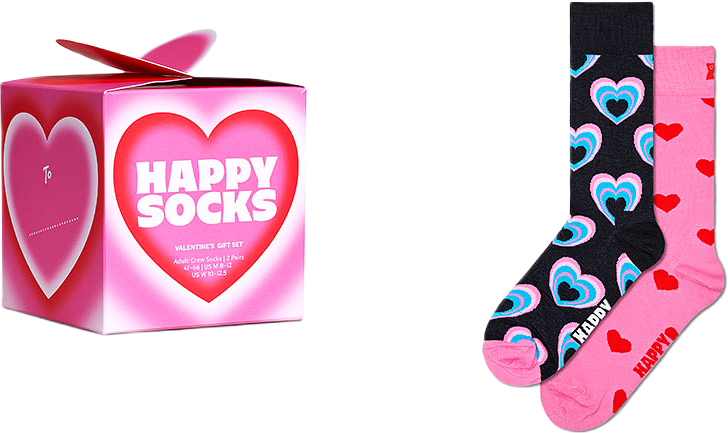 2-Pack Valentine’s Gift Set, från Happy Socks, i färgen Pink.