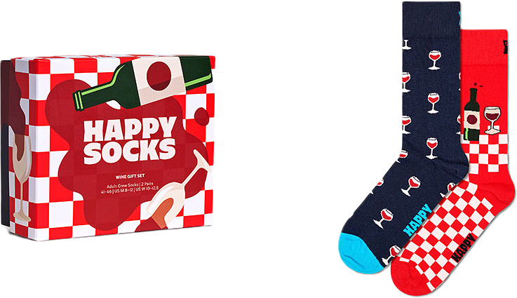2-Pack Wine Gift Set, från Happy Socks, i färgen Blue.