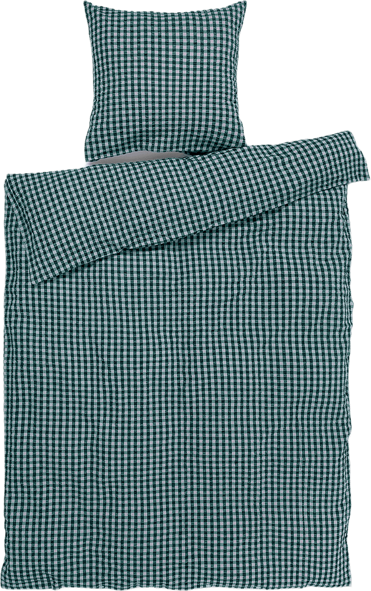 Bæk&Bølge Påslakanset, från JUNA, i färgen Grön/Ljusblå.