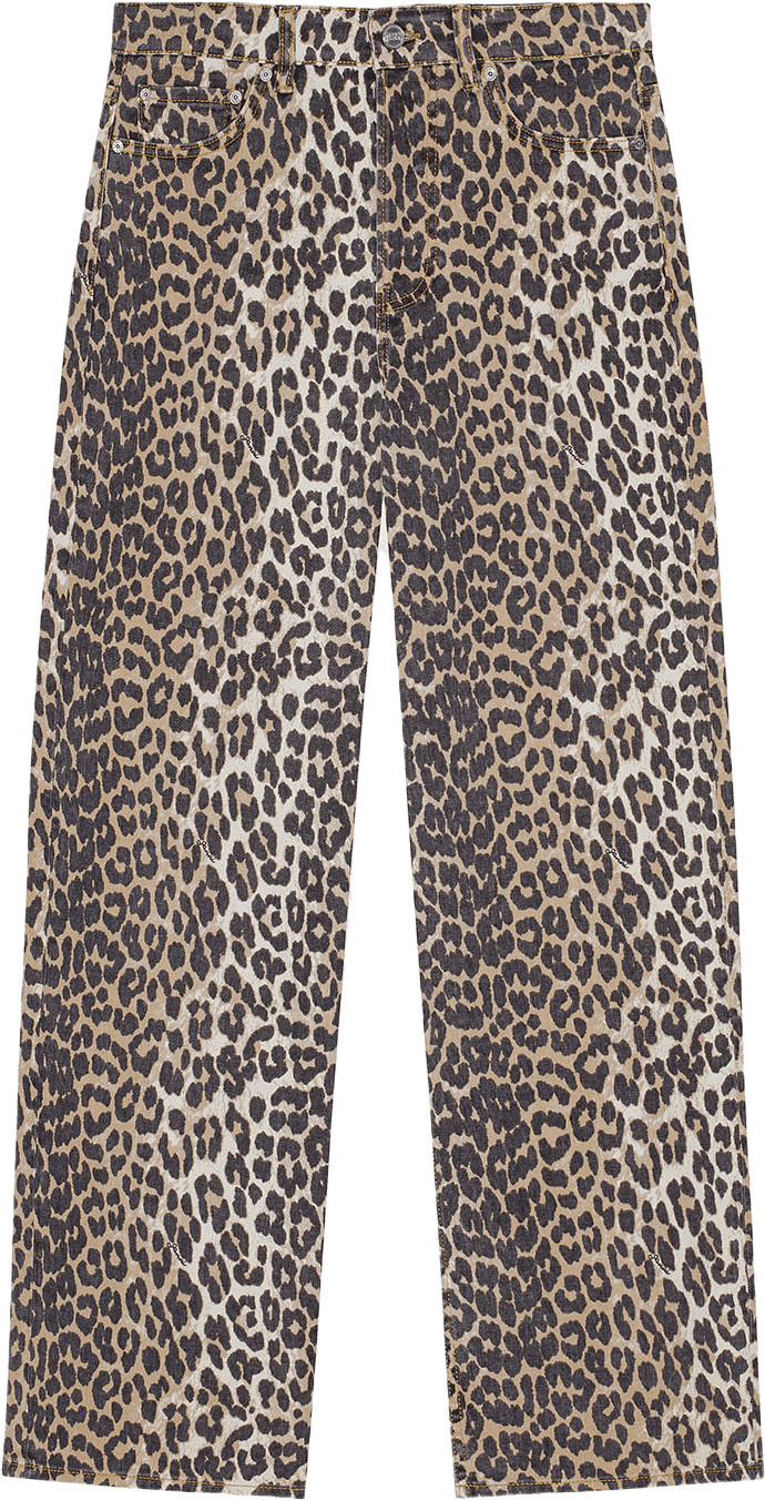 Print Izey Jeans, från GANNI, i färgen Leopard.