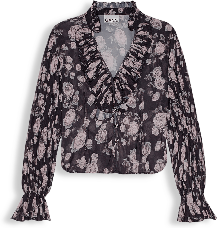 Pleated Georgette Flounce Blouse