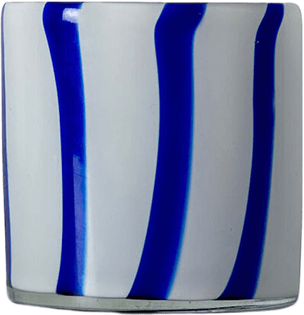 Ljuslykta Calore Curve XS, från Byon, i färgen Blue/White.