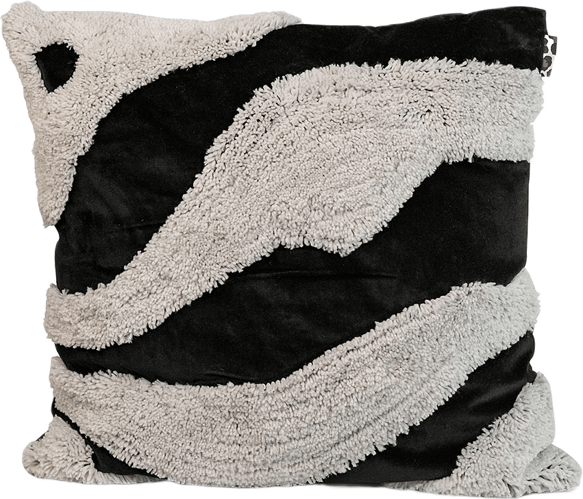Kudde Fluffy, från Byon, i färgen Black/Beige.