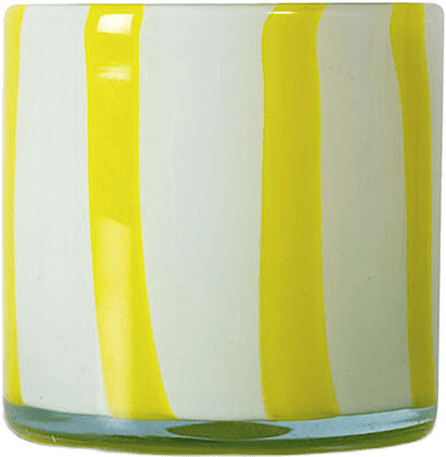 Ljuslykta Calore Curve XS, från Byon, i färgen Yellow/White.