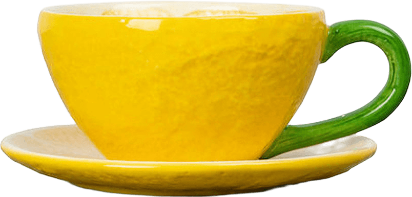 Kopp med fat Lemon, från Byon, i färgen Yellow.