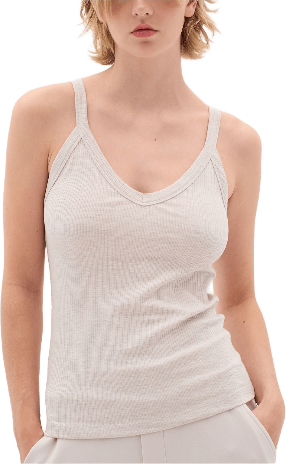 DagnaIW V-top Melange; InWear Top, från Inwear, i färgen Ecru.