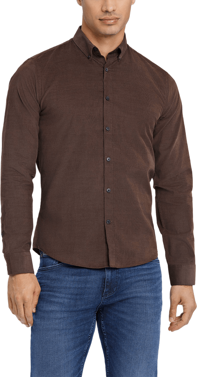 Fine Corduroy Shirt L/S, från Lindbergh, i färgen Dark Brown.