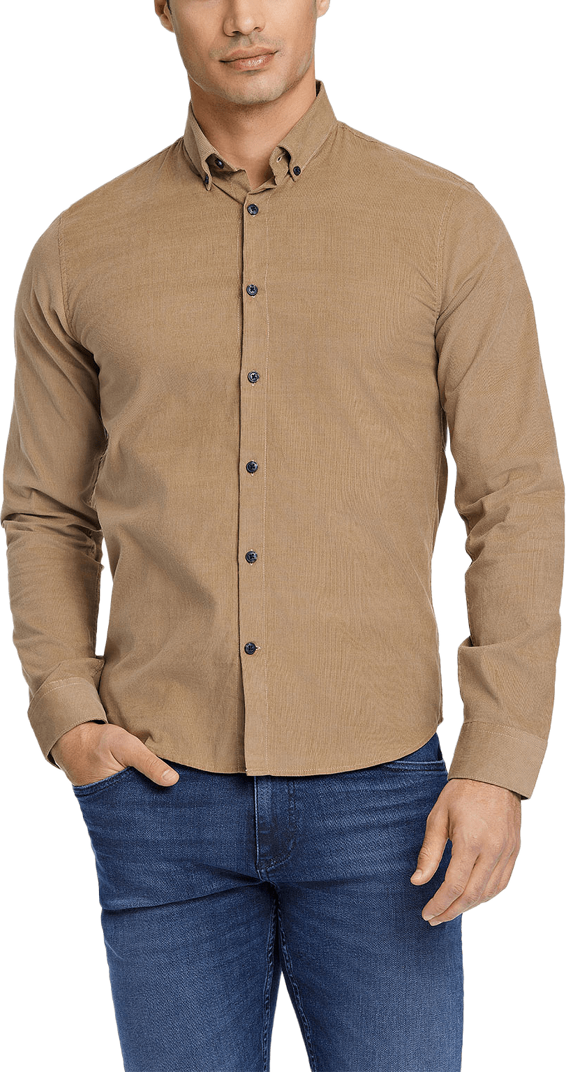 Fine Corduroy Shirt L/S, från Lindbergh, i färgen Sand.