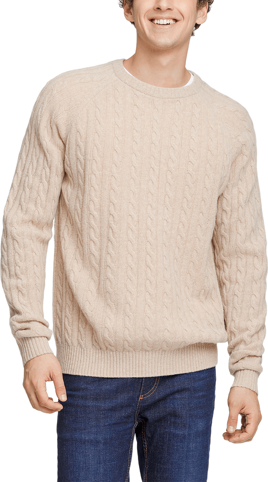 Lambswool Raglan Cable O-Neck