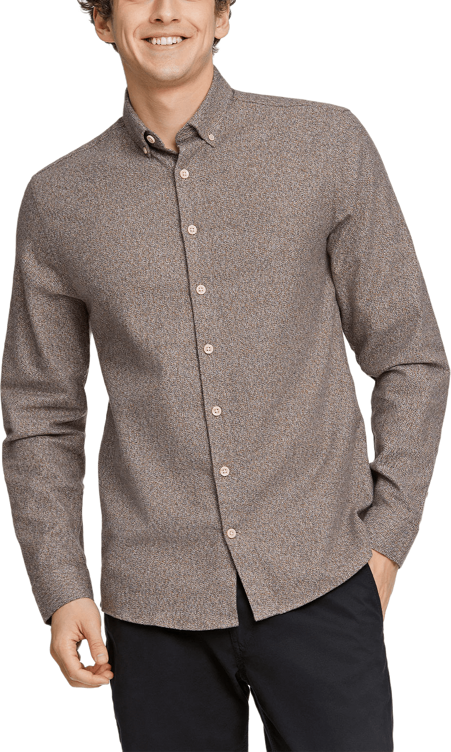 Twisted Lt. Brushed Shirt L/S, från Lindbergh, i färgen Brown.