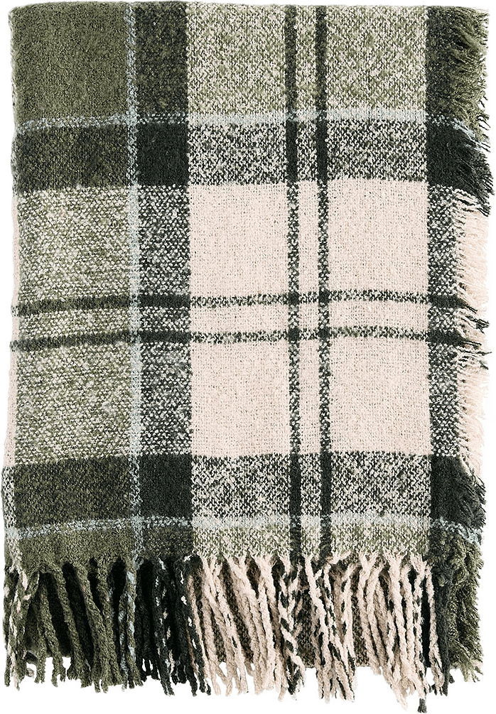 Tartan Boucle Scarf, från Barbour, i färgen Green.