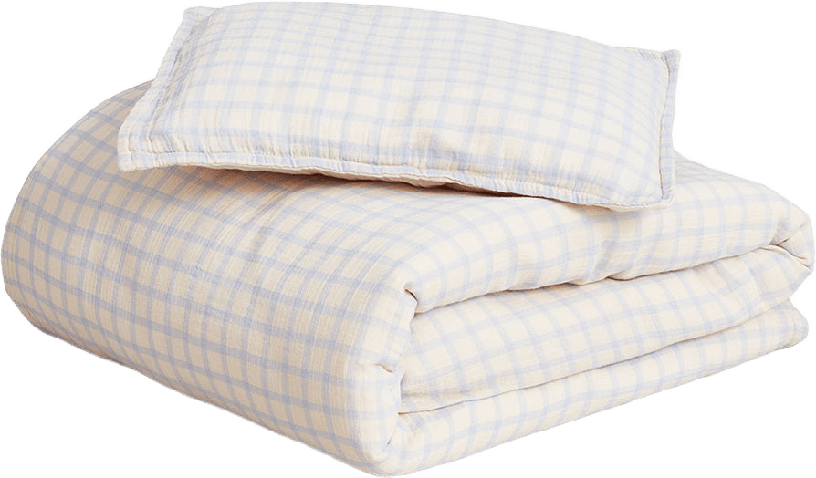Muslin Bäddset Junior 100x130 cm, från Garbo&Friends, i färgen Gingham Sky Blue.