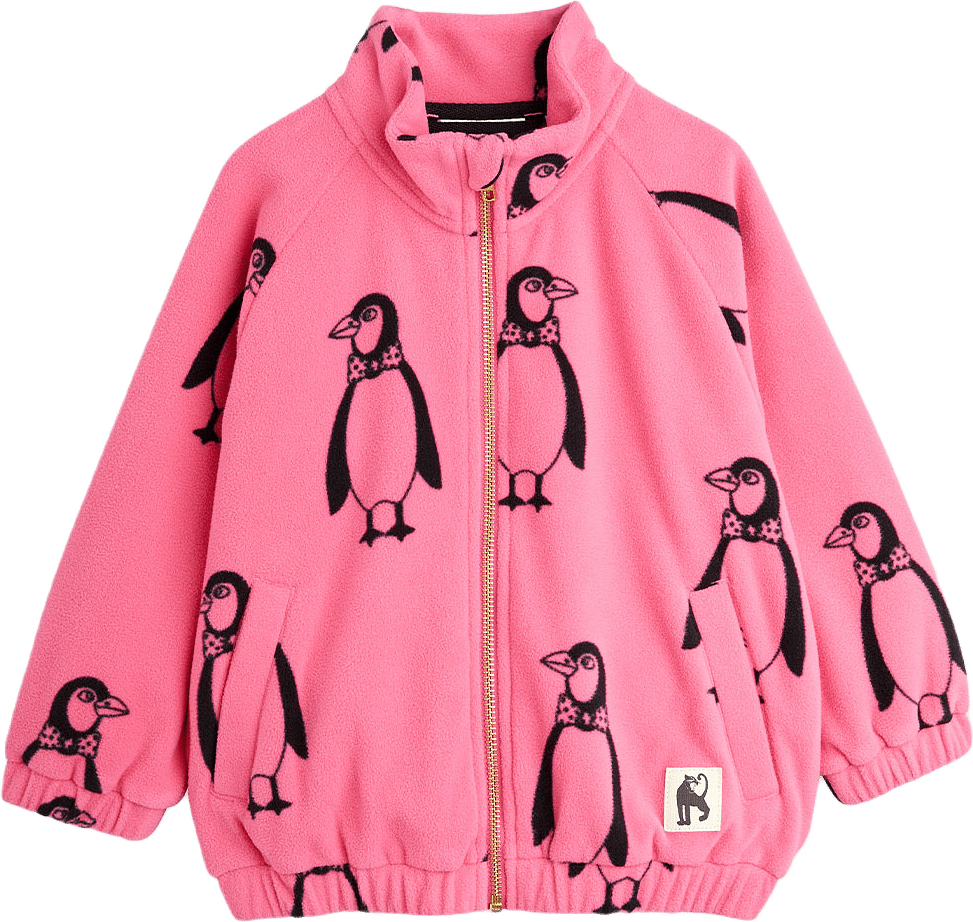 Penguin Fleecejacka, från Mini Rodini, i färgen Pink.