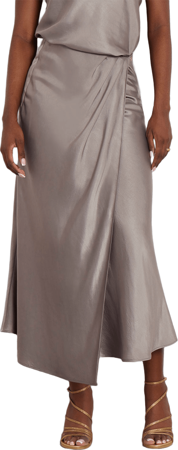 Anastasia Long Satin Skirt, från Guess, i färgen Walnut Shell Multi.