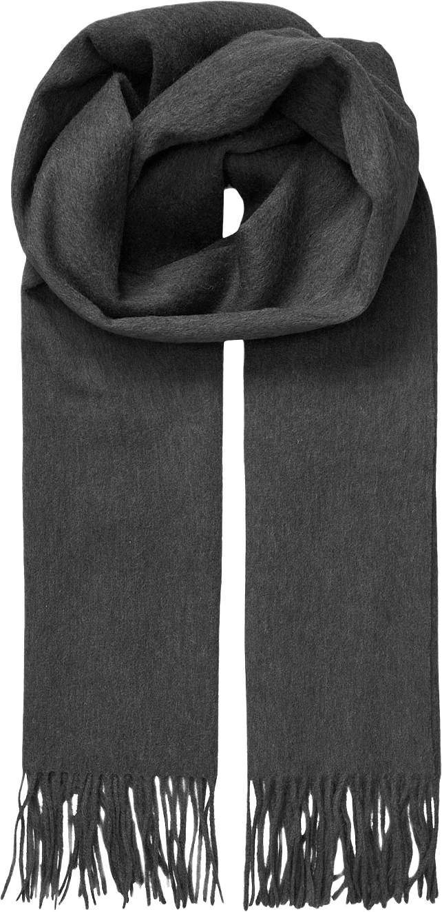 Ullscarf med fransar, från Becksöndergaard, i färgen Dark Grey Melange.