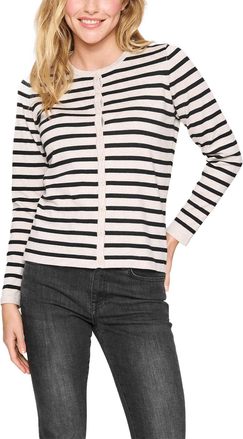 MilaSZ Striped Cardigan, från Saint Tropez, i färgen Gray Morn Mila Stripe.