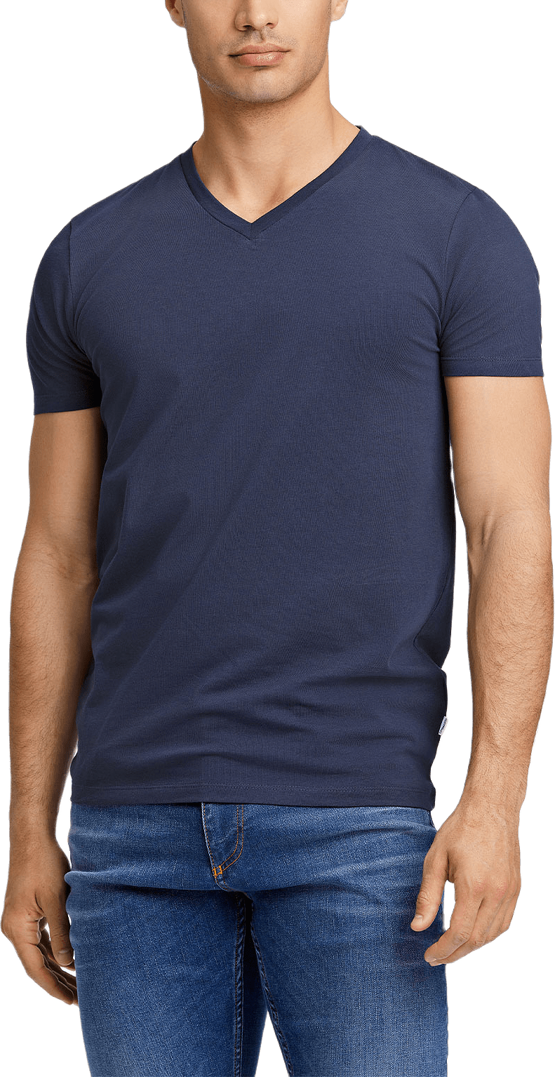 Mens Stretch V-Neck Tee, från Lindbergh, i färgen Navy.