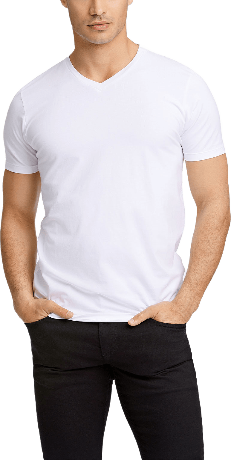 Mens Stretch V-Neck Tee, från Lindbergh, i färgen White.