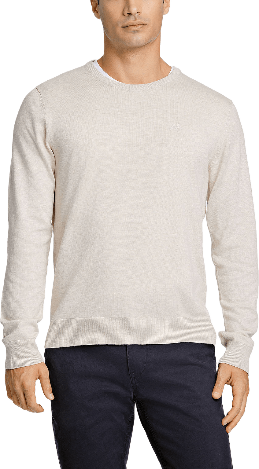 Lindbergh Ecovero L/S o-neck knit Knit, från Lindbergh, i färgen Off White Mel.
