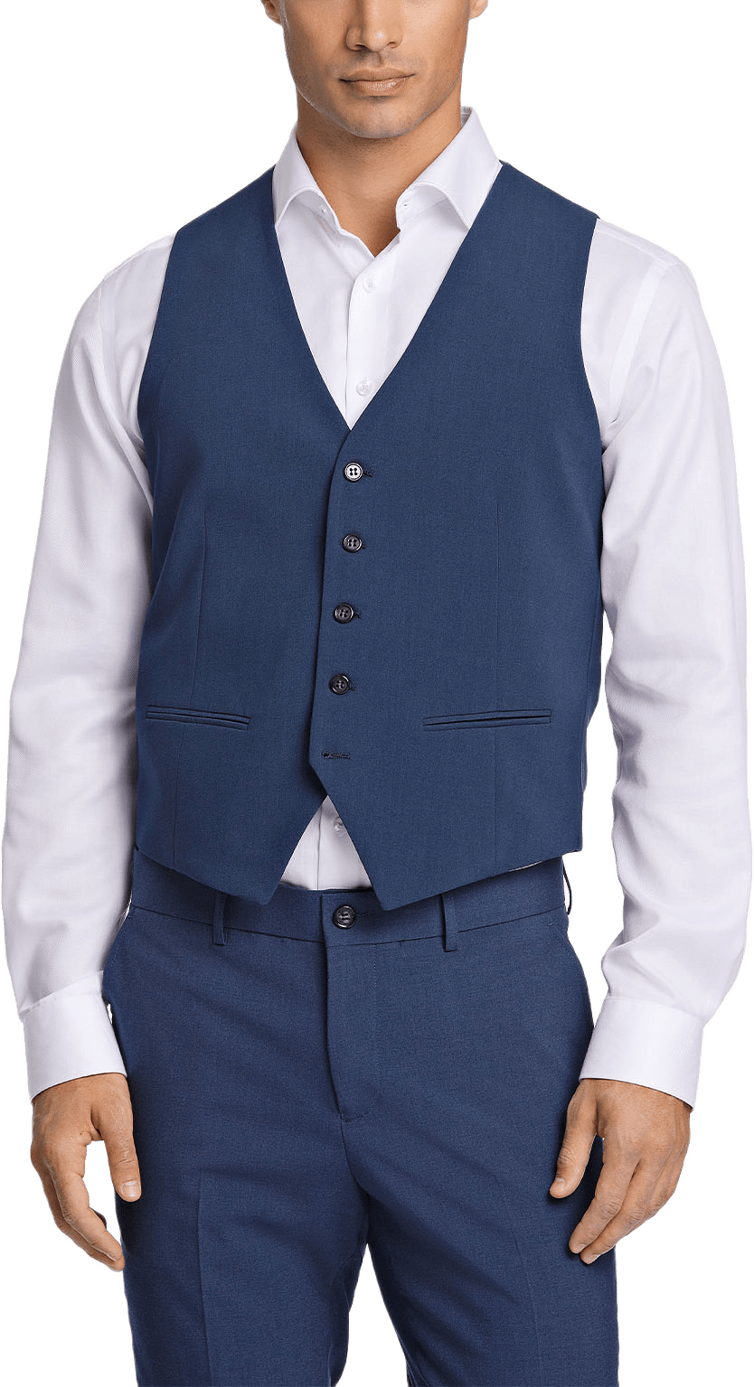 Men'S Waistcoat For Suit, från Lindbergh, i färgen Blue Mel.