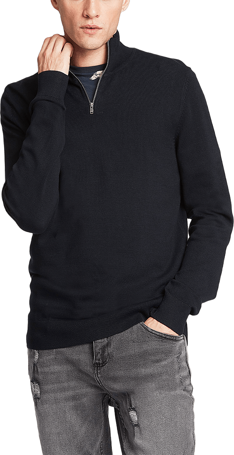 Lindbergh Ecovero half zip L/S knit Knit, från Lindbergh, i färgen Navy.