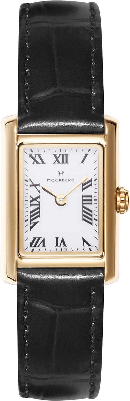Timeless Black Leather Gold Watch, från Mockberg, i färgen Gold.