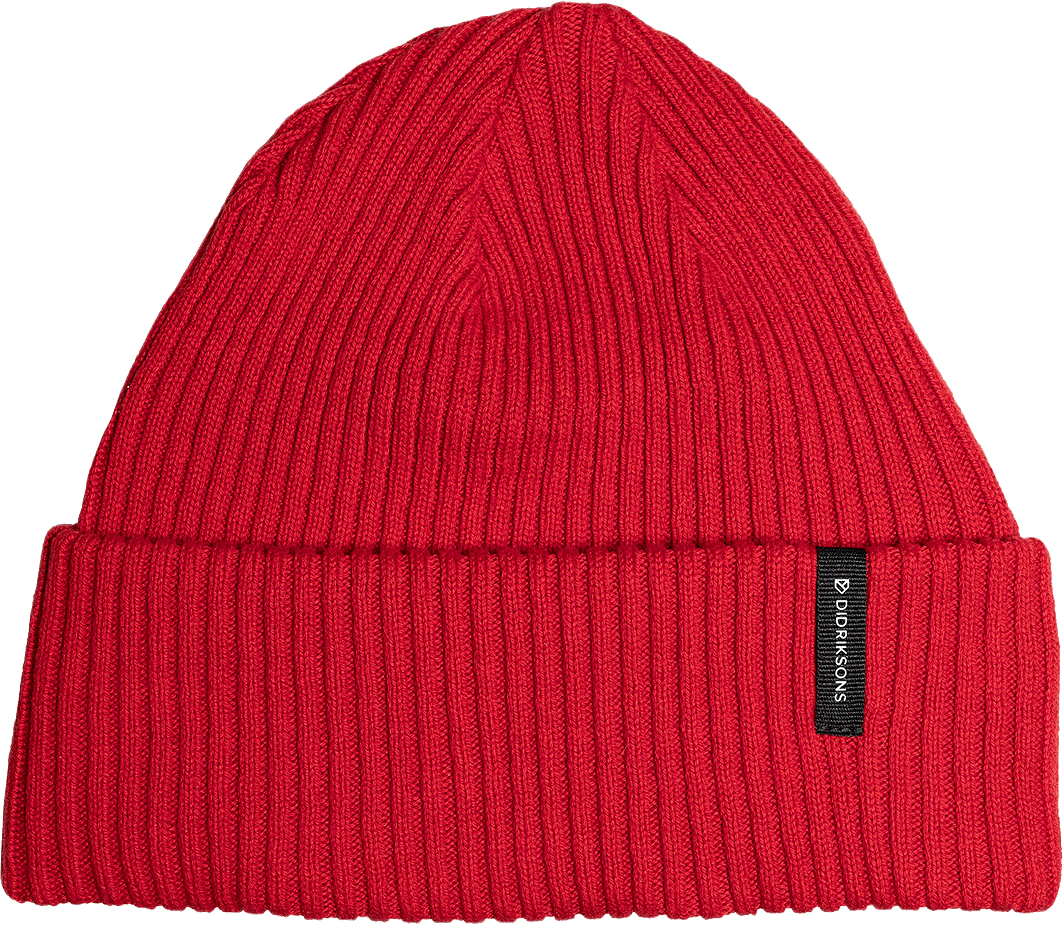Delmar Beanie, från Didriksons, i färgen Pomme Red.