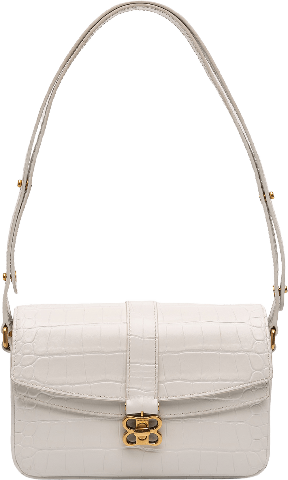 Balenciaga Small Croc Embossed Lady Flap, från Luxclusif, i färgen off white.