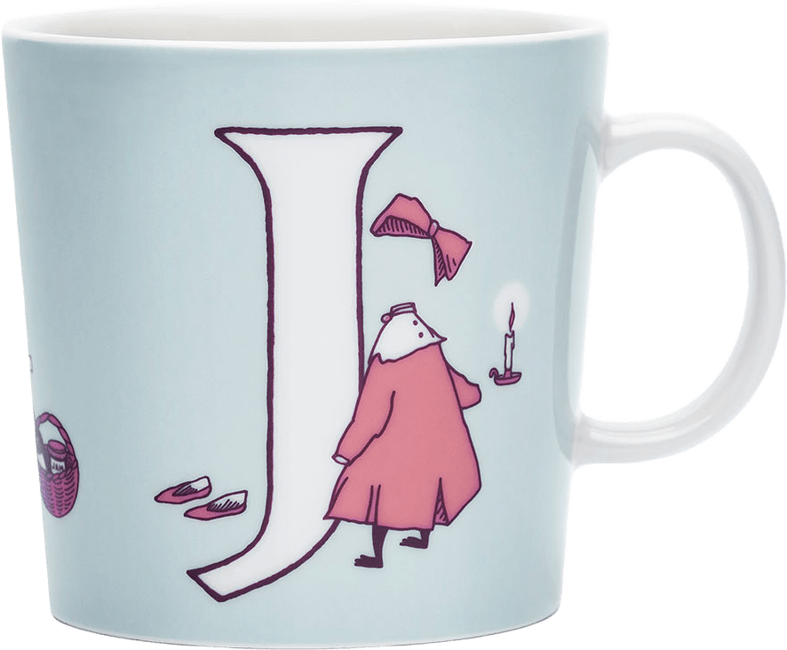 Muminmugg 40 cl ABC C, från Arabia, i färgen Ljusblå.