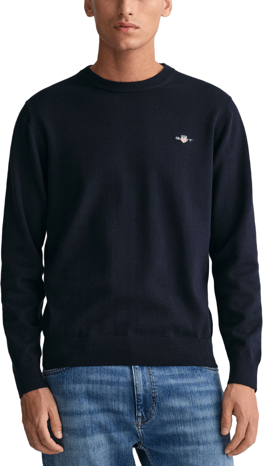 Classic Cotton Crew Neck Sweater, från GANT, i färgen Evening Blue.