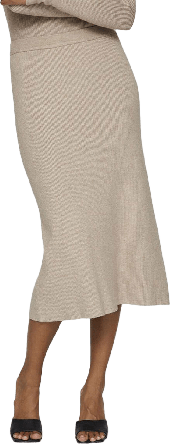 Vicomfy A-Line Knit Skirt, från Vila, i färgen Natural Melange.