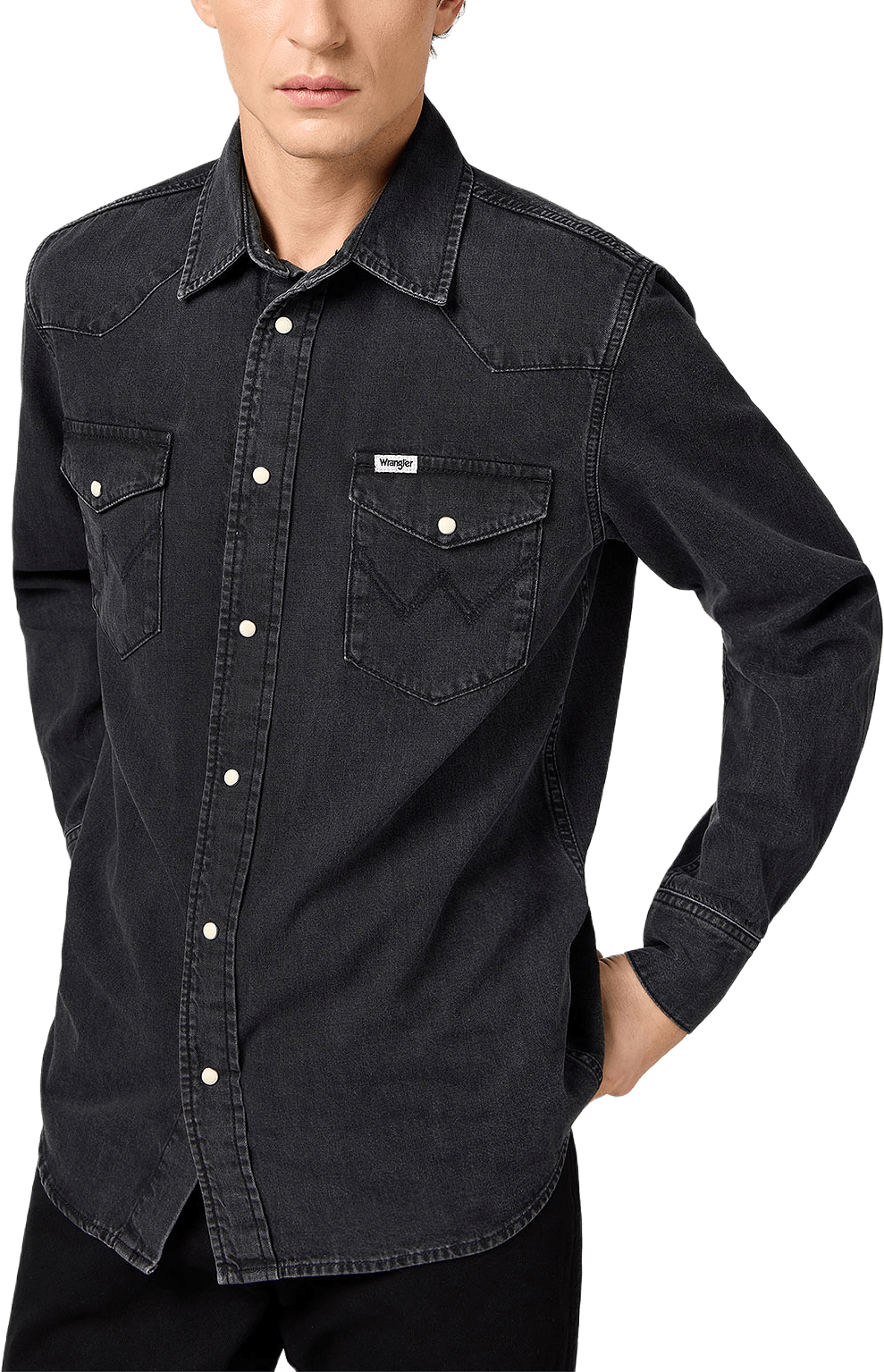 Western Shirt, från Wrangler, i färgen Rinse Black.