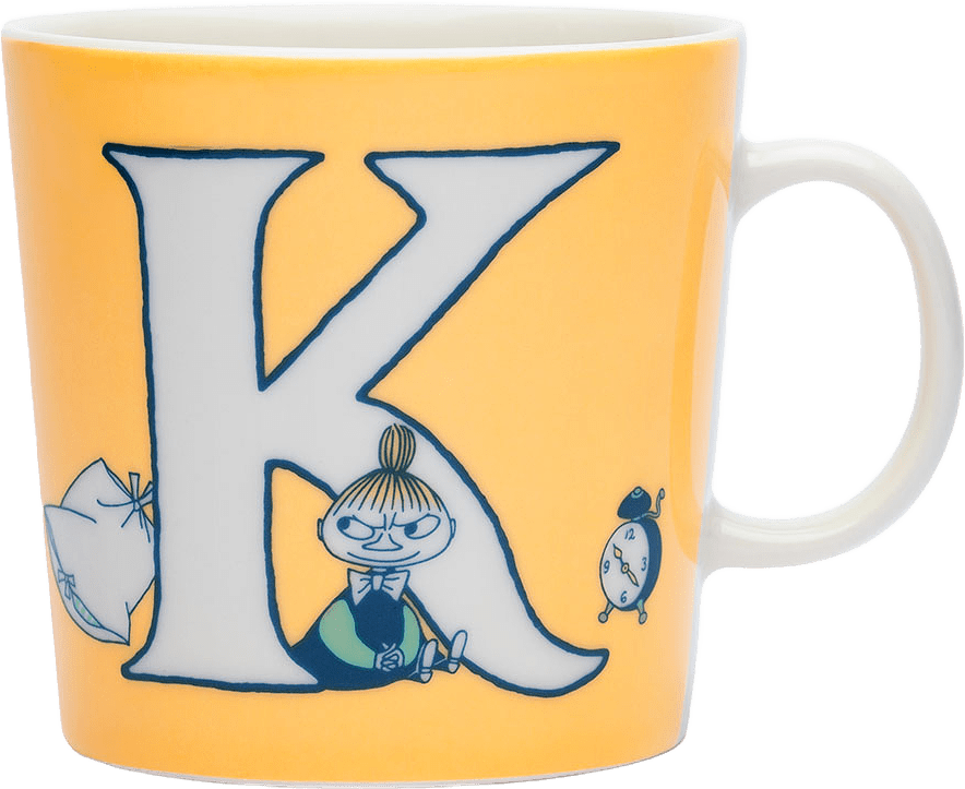 Muminmugg 40 cl ABC C, från Arabia, i färgen Gul.