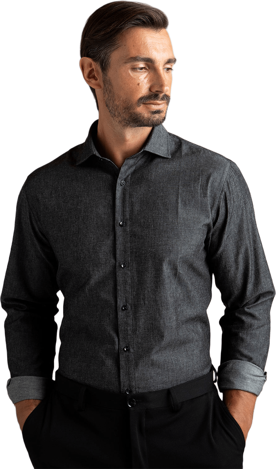 Indigo Skjorta Pharelle Denim, från The Shirt Factory, i färgen Black.