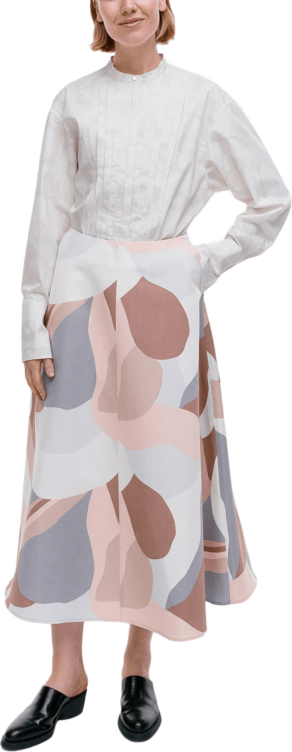 Laita Kamelia Skirt, från Marimekko, i färgen Light Rose, Brown, Grey.