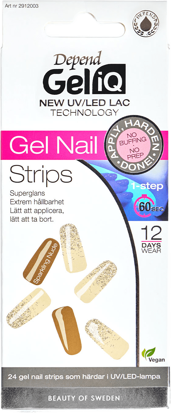 Gel iQ Gel Nail Strips, från Depend, i färgen Sparkling Nude.