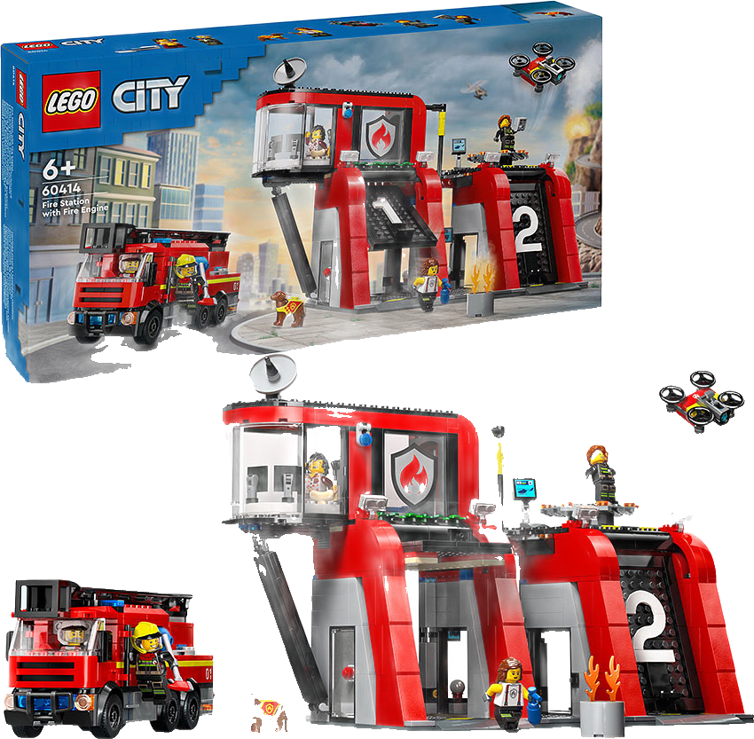 Brandstation med brandbil 60414, från LEGO.