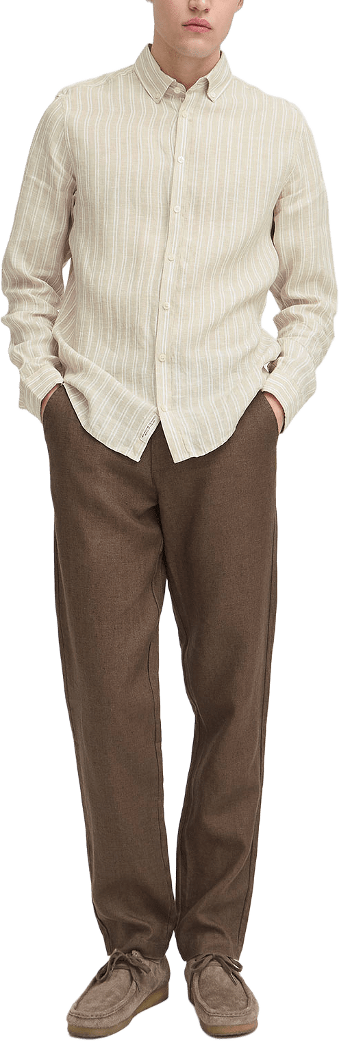 CFDALLAS LS BD striped 100% linen s Shirt, från Casual Friday, i färgen Plaza Taupe.