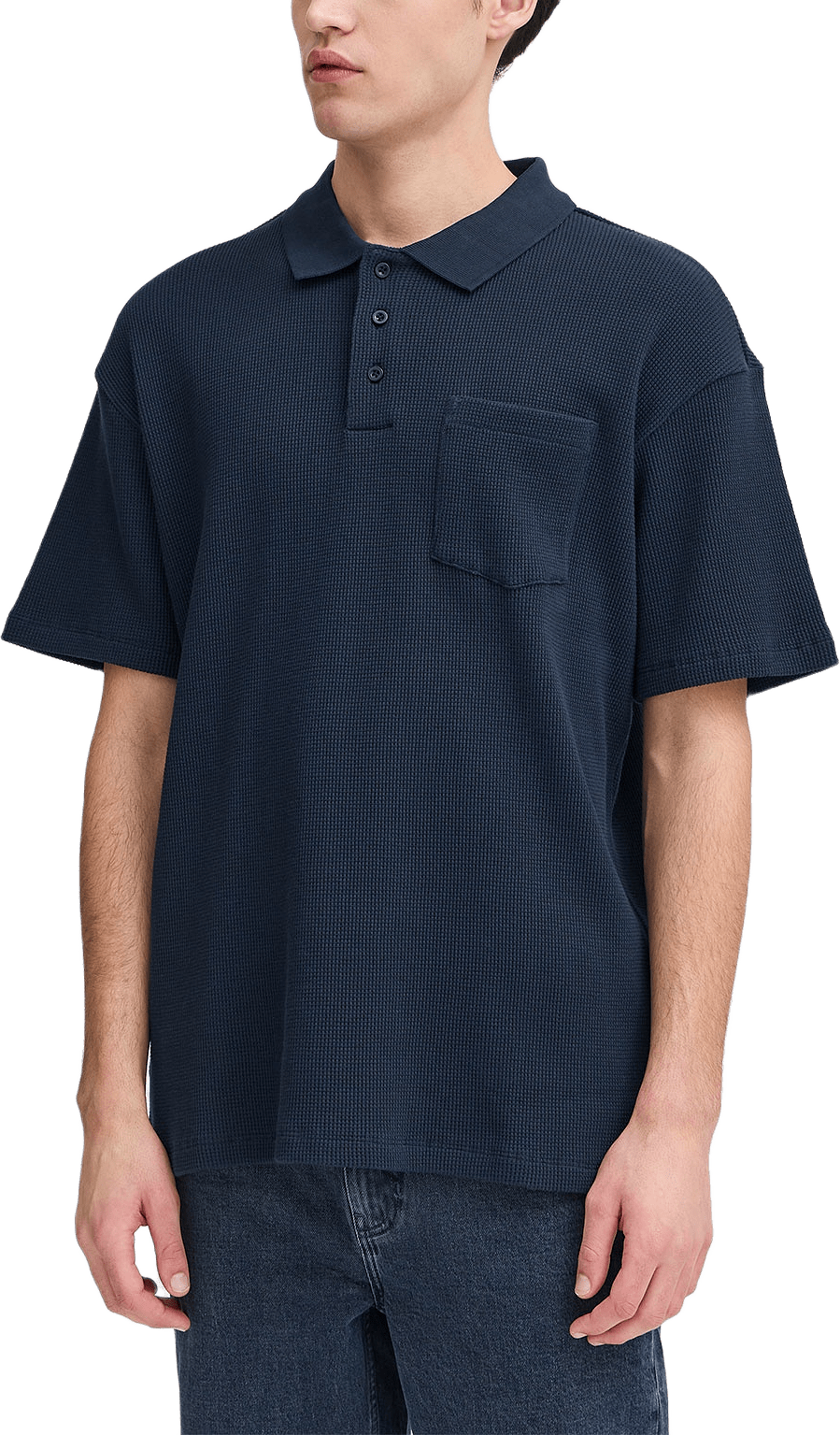 CFCAMERON 0210 waffle polo T-shirt, från Casual Friday, i färgen Dark Navy.