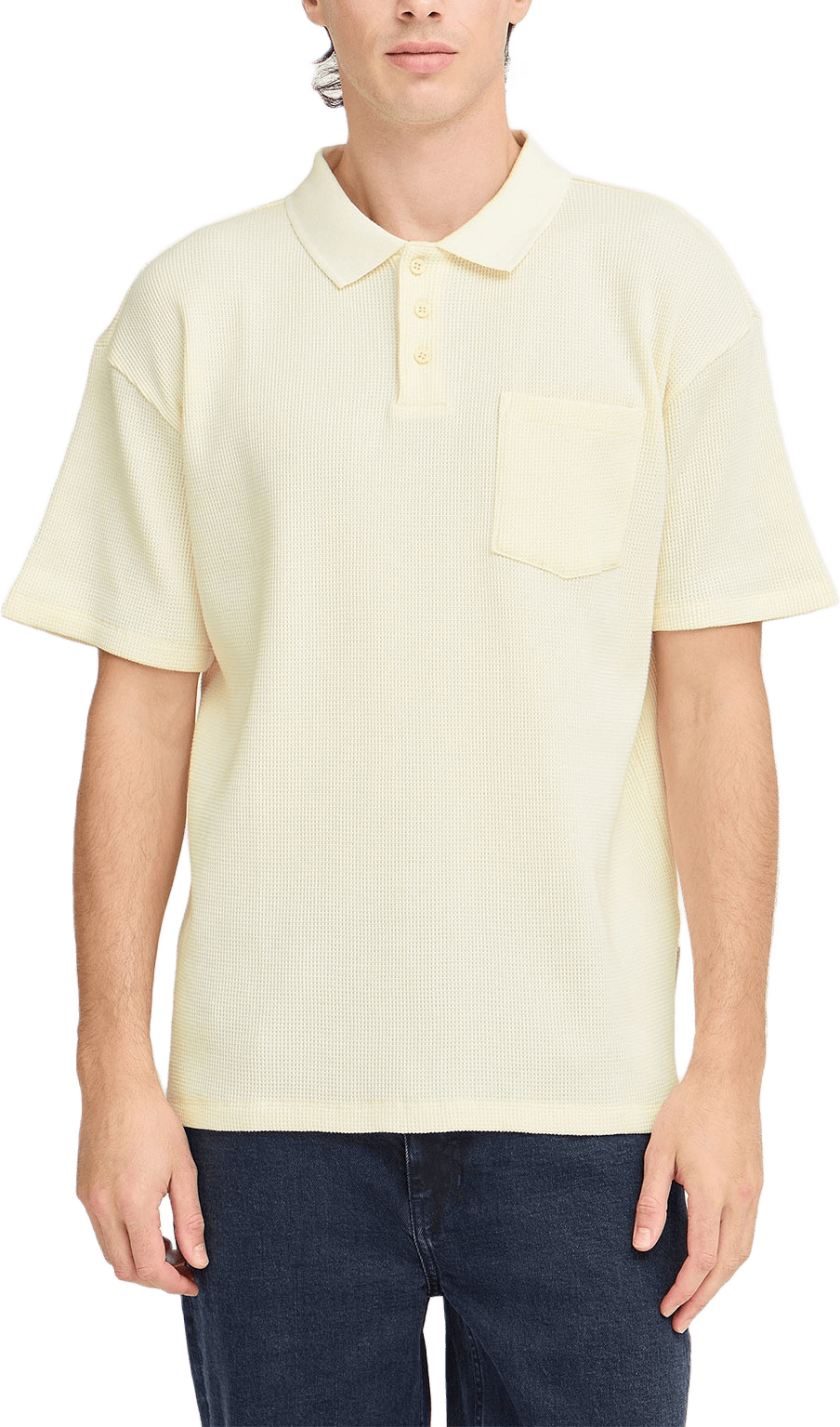 CFCAMERON 0210 waffle polo T-shirt, från Casual Friday, i färgen Egret.