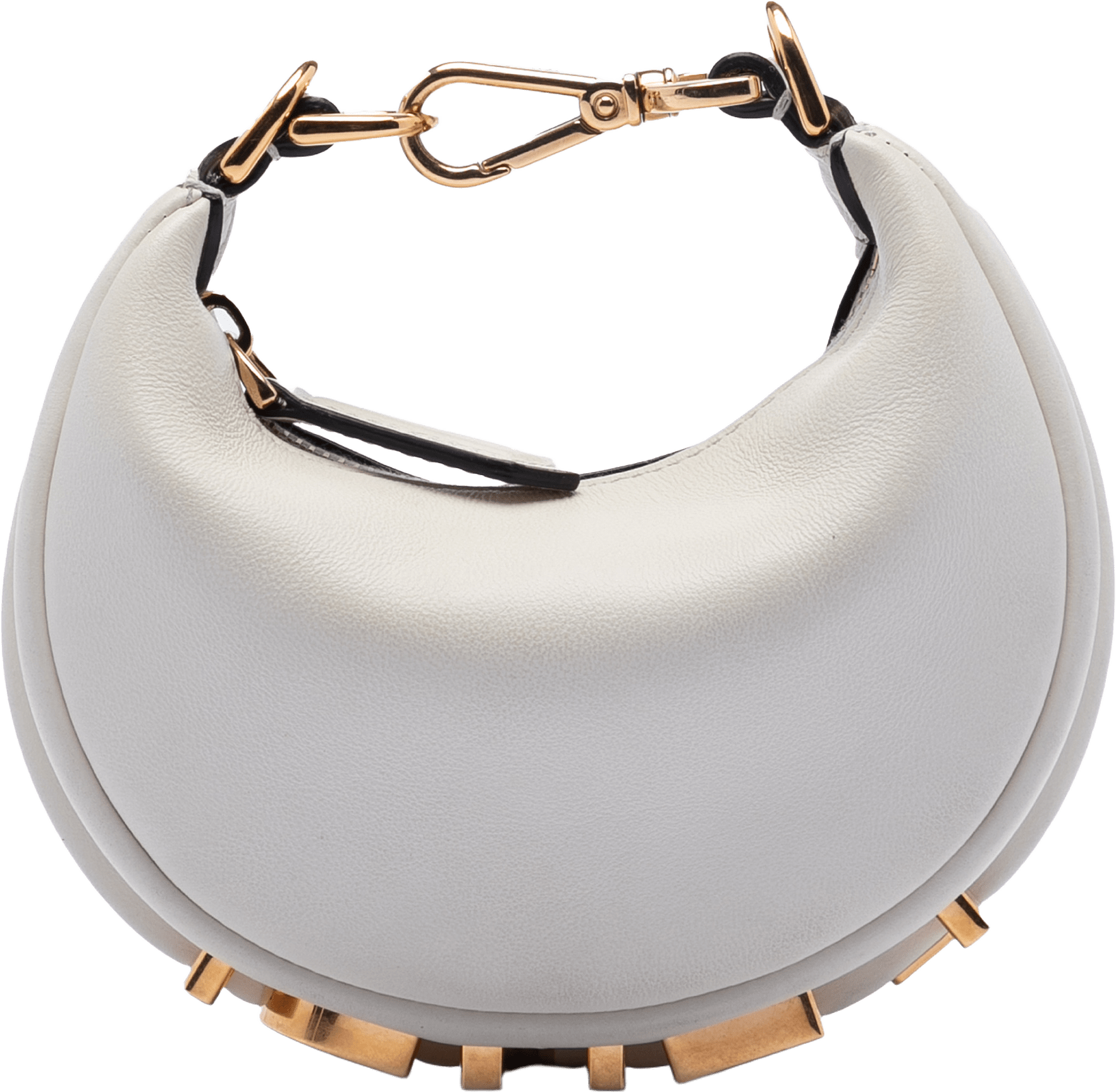 Fendi Nano Leather Fendigraphy Hobo, från Luxclusif, i färgen light gray.