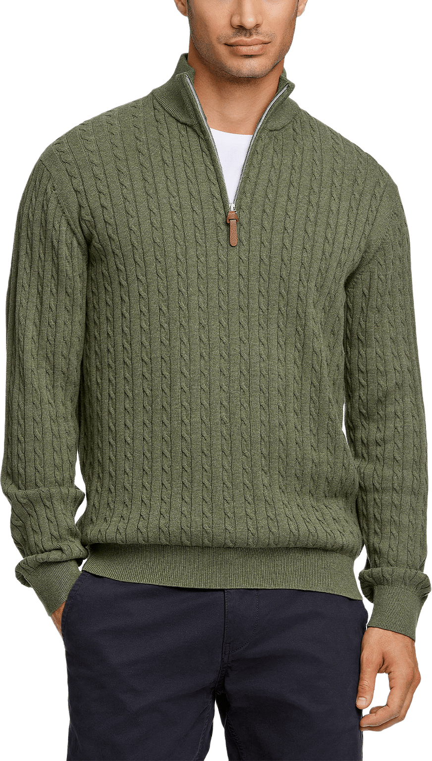 1/2 zip cable knit