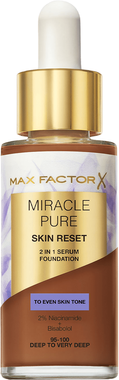 Miracle Pure Serum Foundation, från Max Factor, i färgen 95-100 Deep To Very Deep.