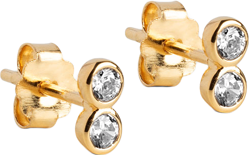 Örhängen Twin CZ, från ENAMEL Copenhagen, i färgen Clear Cz.