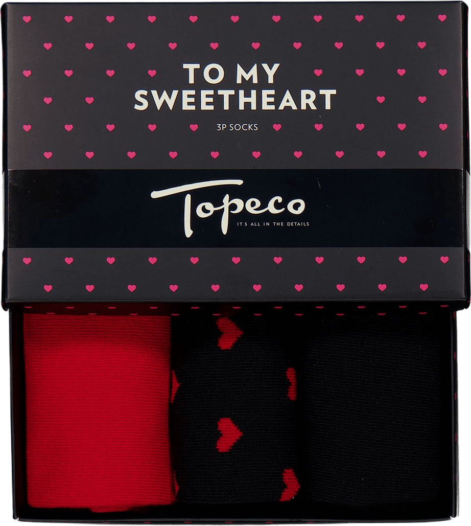 3-Pack Socks Valentine Box, från Topeco, i färgen Black.